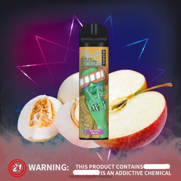 RandM Tornado Croatia - RandM Tornado Vape uređaj za kontrolu protoka zraka 8000 1 kom N6ZTB245 crvena jabuka dinja