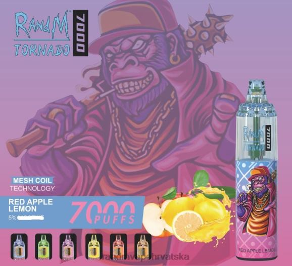 RandM Vape Buy Online - RandM Tornado 7000 Vape uređaj za kontrolu protoka zraka 1 kom N6ZTB179 crvena jabuka limun