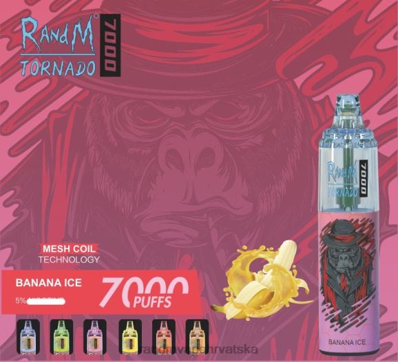 RandM Vape Hrvatska - RandM Tornado 7000 Vape uređaj za kontrolu protoka zraka 1 kom N6ZTB172 led od banane