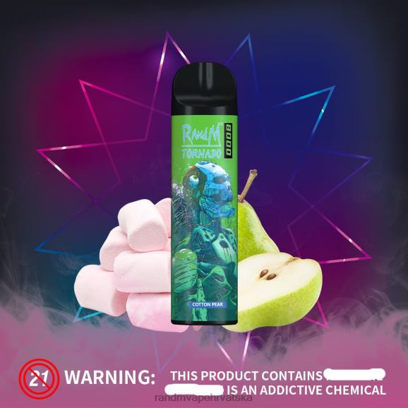 RandM Vape Online - RandM Tornado Vape uređaj za kontrolu protoka zraka 8000 1 kom N6ZTB241 pamučna kruška