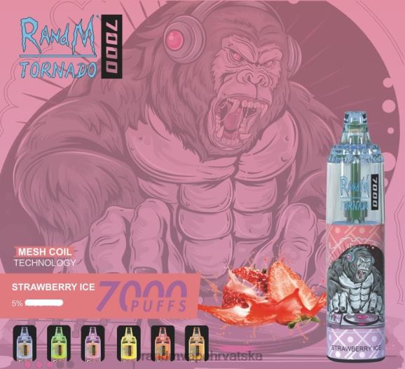 RandM Vape Zagreb - RandM Tornado 7000 Vape uređaj za kontrolu protoka zraka 1 kom N6ZTB183 led od jagoda