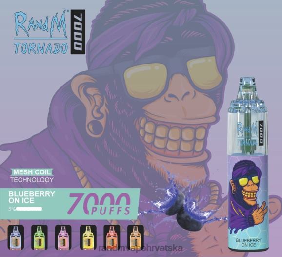 RandM Vape Zagreb - RandM Tornado 7000 Vape uređaj za kontrolu protoka zraka 1 kom N6ZTB183 led od jagoda