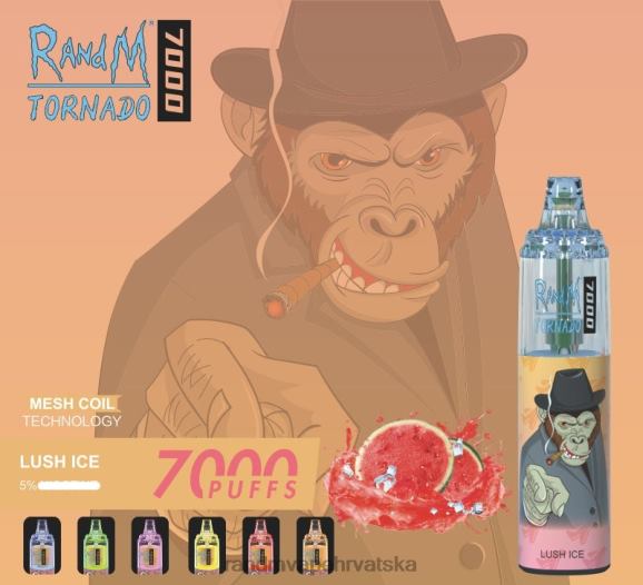 RandM Vape Zagreb - RandM Tornado 7000 Vape uređaj za kontrolu protoka zraka 1 kom N6ZTB183 led od jagoda