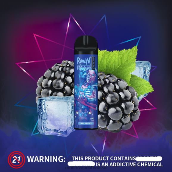RandM Vape Zagreb - RandM Tornado Vape uređaj za kontrolu protoka zraka 8000 1 kom N6ZTB237 plavi razz led