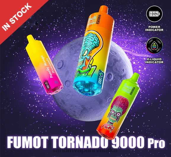 RandM Vape Sale - Fumot RandM Tornado 9000 pro vape uređaj s baterijom i ejuice zaslonom verzija 3 N6ZTB220 jagoda pomp (šipak)